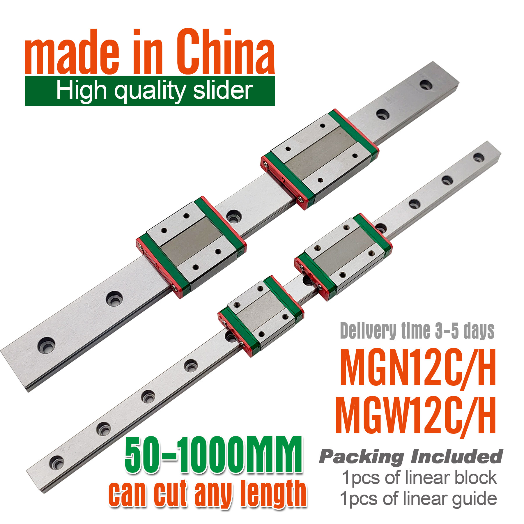 Linear Rail Mgn12H Set - リニアガイドMgn12h,スライダーブロック,300mm,330mm,350mm,400mm,450mm,Mgn12c,mgn9c,mgn9h,リニアレール