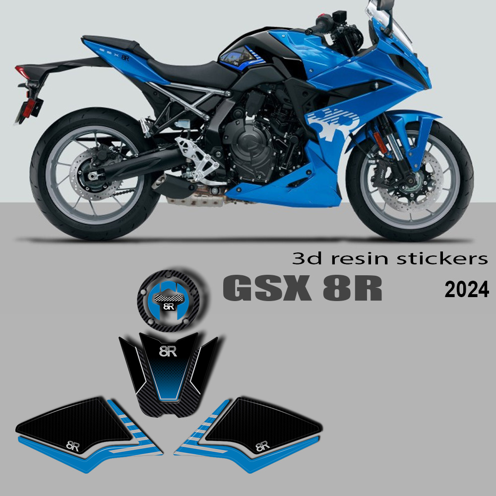 Resin Vat - オートバイ用ステッカー,新しいサイド燃料タンクプロテクター,3D樹脂ステッカー,GSX8R, GSX-8R, 2024