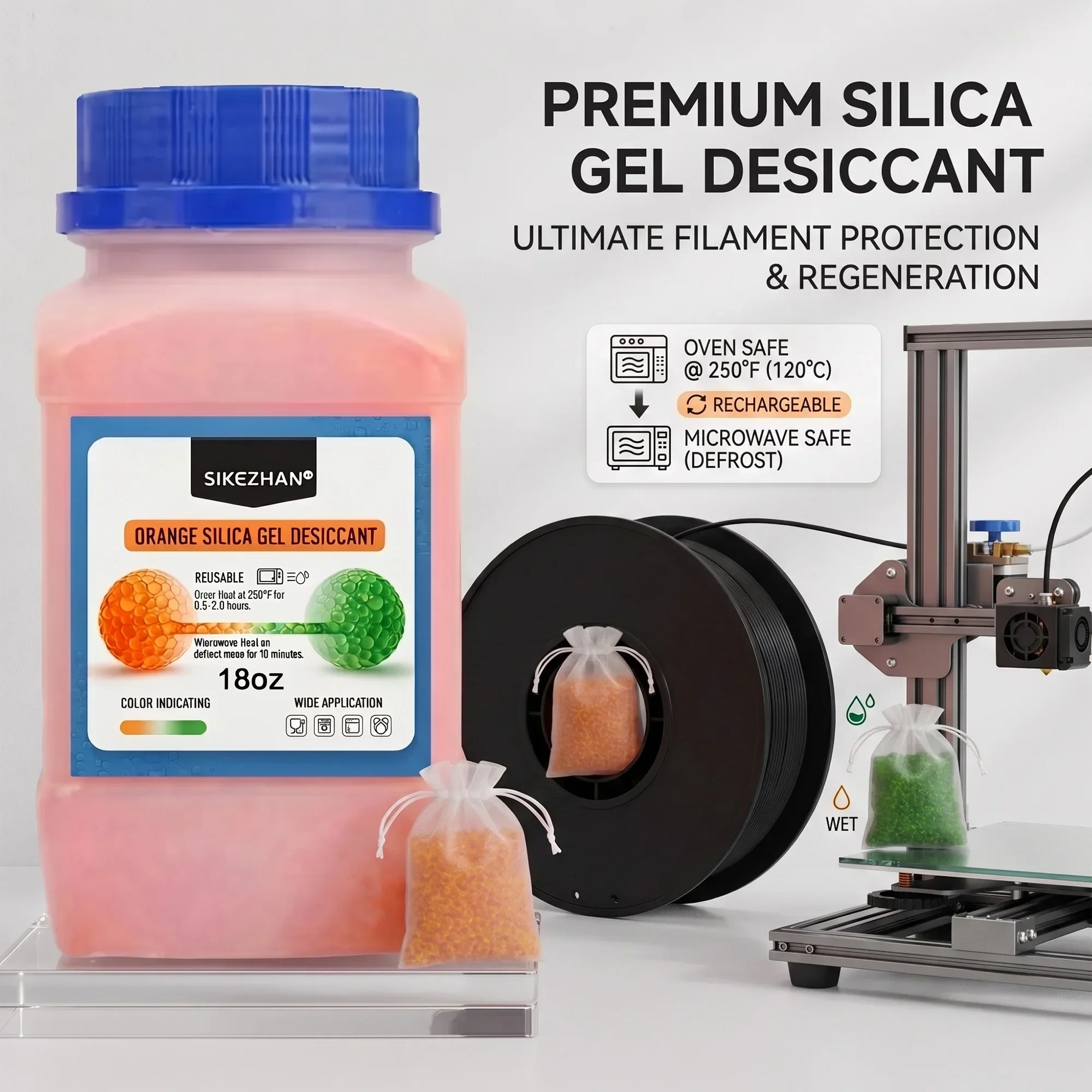 3Dプリンターフィラメント用乾燥剤 オレンジシリカゲルビーズ - Enclosure 3D Printer のレビューと価格