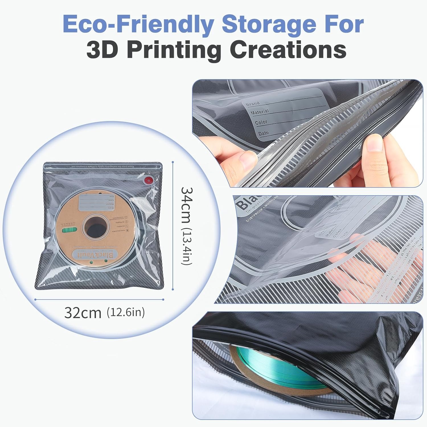 アップグレード版黒色真空フィラメント収納袋、PLA/ABS/ - Abs Filament のレビューと価格